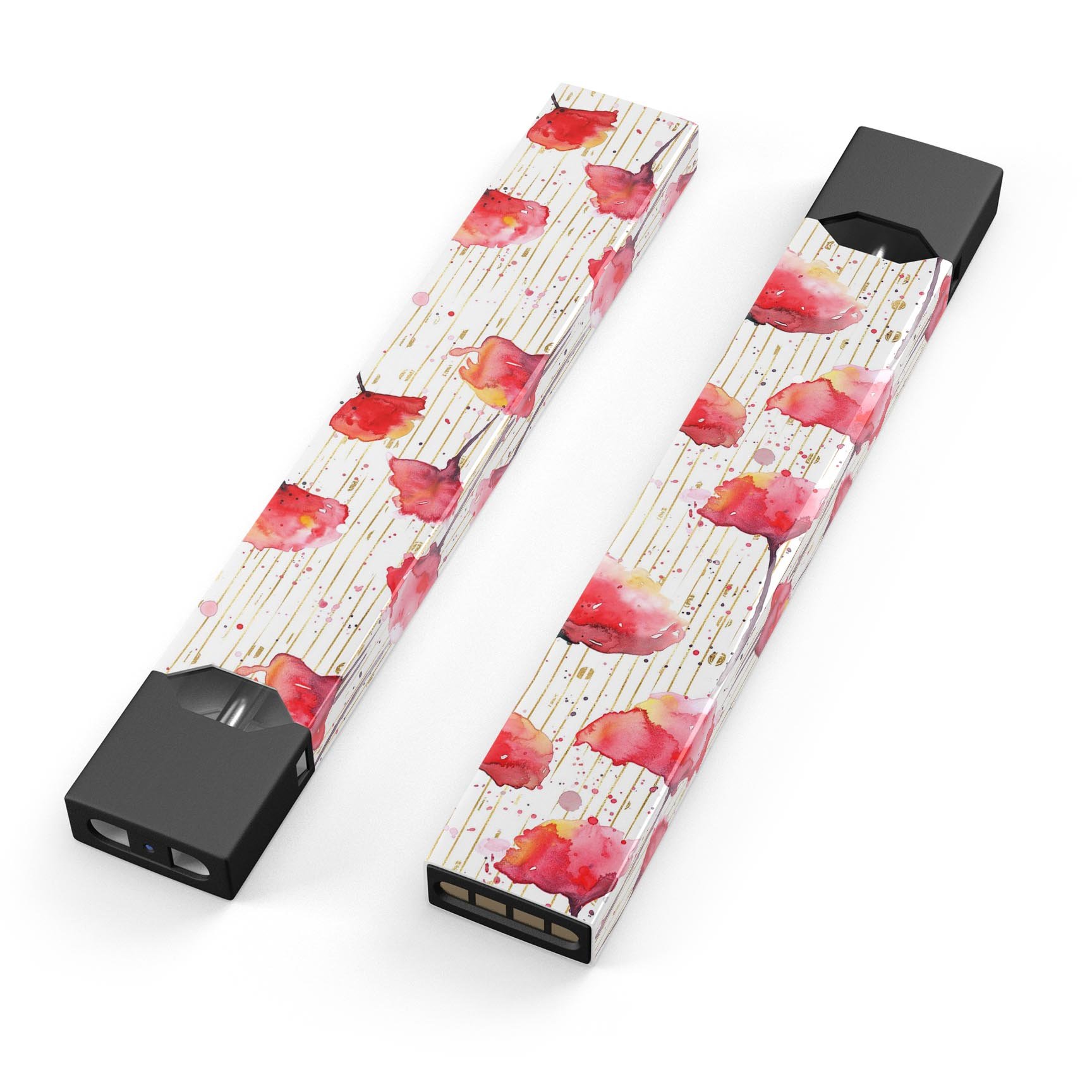 Karamfila Watercolo Poppies V15 skin-wrap for JUUL device featuring vibrant poppy design and protective layers.